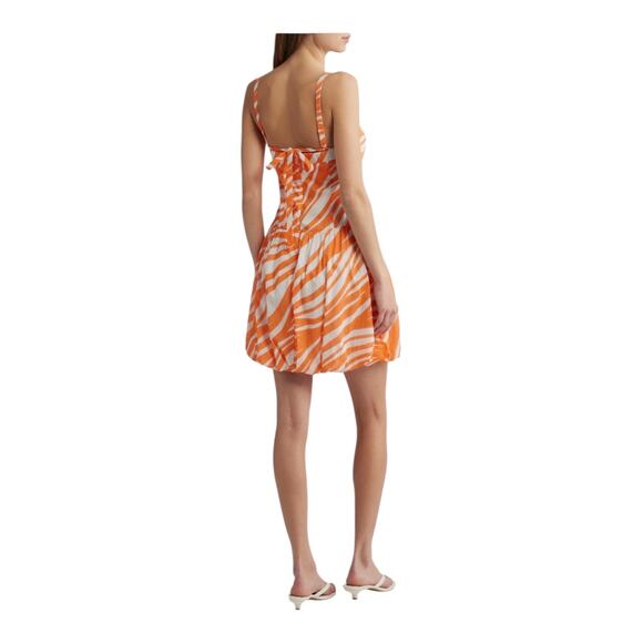 Du Paradis Prunella bubble hem cotton minidress orange white size Medium M - Picture 8 of 8